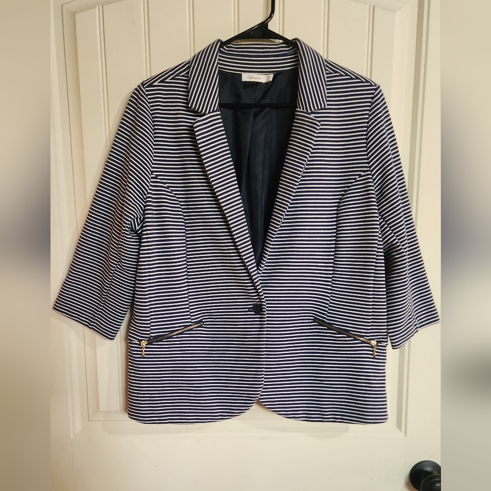 Reitmans Striped Blazer with Gold Accents